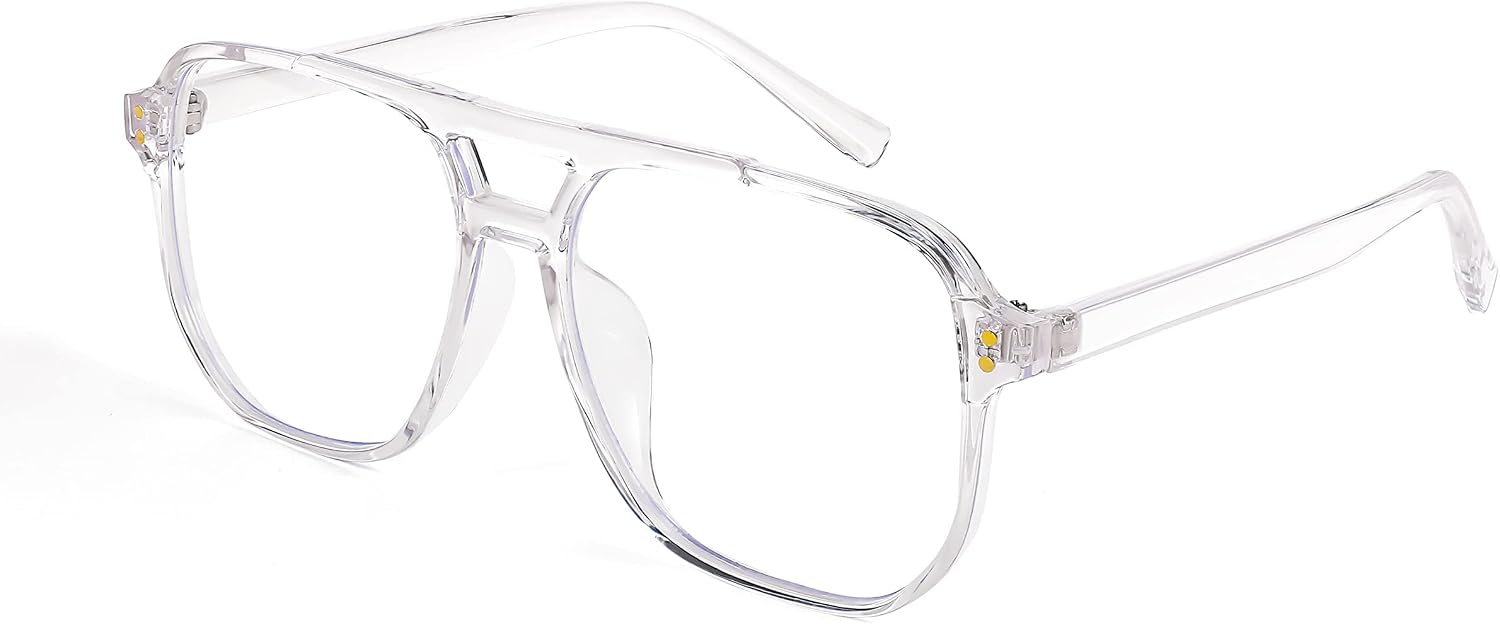 Transparent Frame / 54 Millimeters | B09MRRKDV3 | FEISEDY Blue Light Glasses for Women Men Oversized Pilot Lightweight B2866