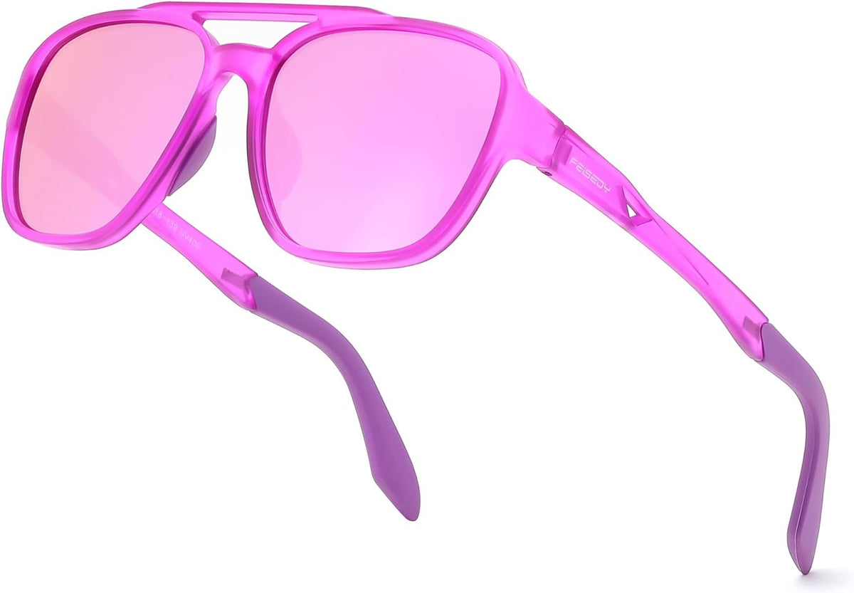 Purple/Purple Mirrored Lens / 56 Millimeters | B0GCR2KLFP | FEISEDY Retro Aviator Polarized Sunglasses Women Men Outdoors B0260