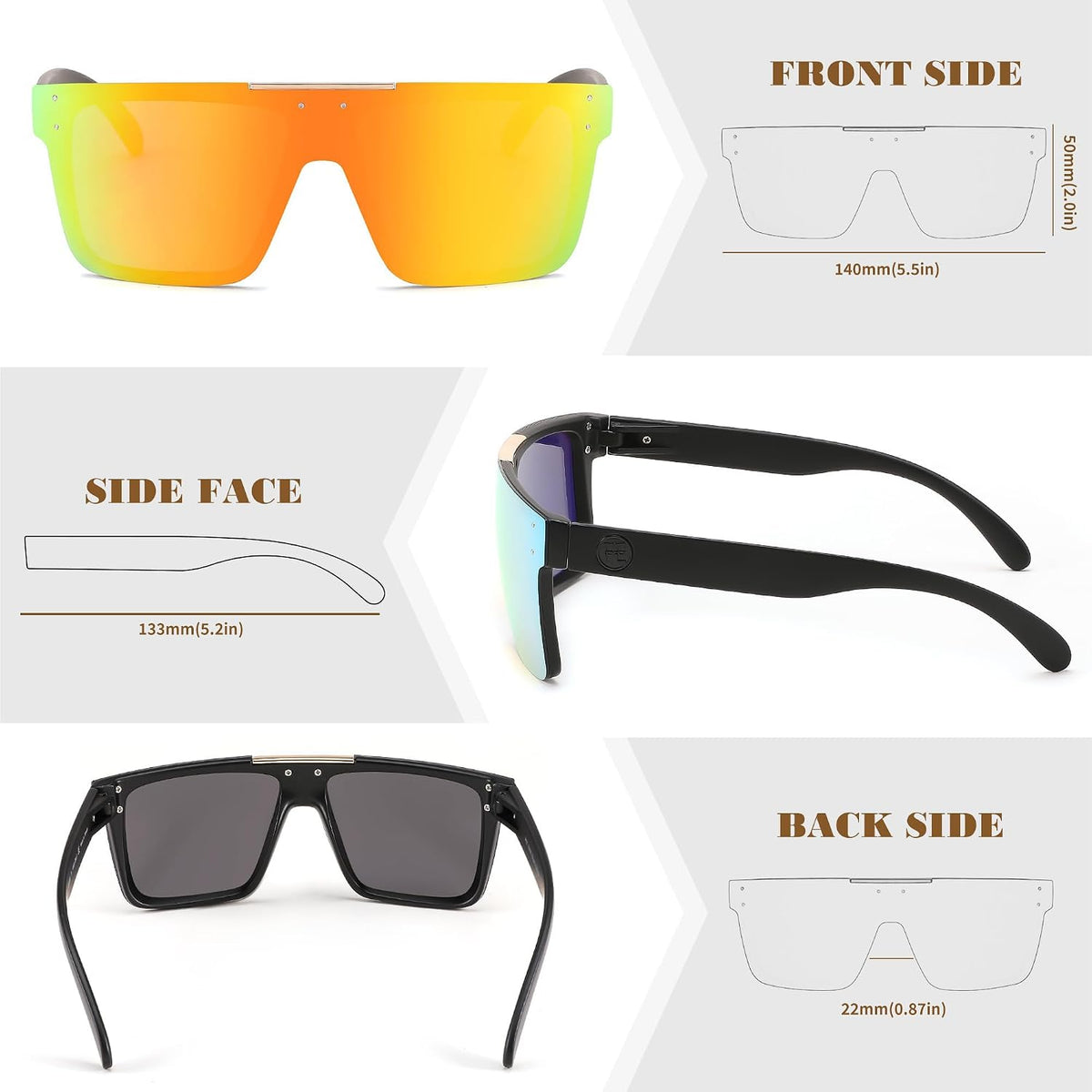 ÉÌƷͼƬ 74 | B0BZ4J86KV | FEISEDY Polarized Sunglasses for Men, Z87 Oversized Square Flat Top B2990