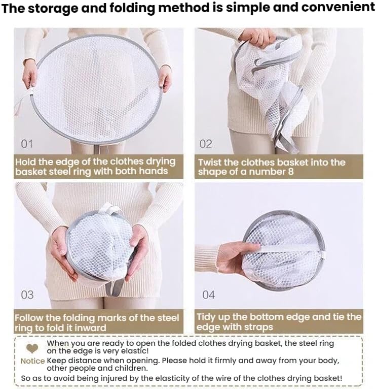 商品图片 5 | B0FX1TVQ72 | 2-Tier Gray Round Mesh Drying pockets for Socks & Underwear, 3.9in Height 18.9in Diameter Drying Rack