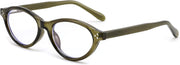 Olive Green / 49 Millimeters | B0GV3QJ5VK | FEISEDY Oval Cat Eye Blue Light Blocking Glasses for Women Clear Lens B0395