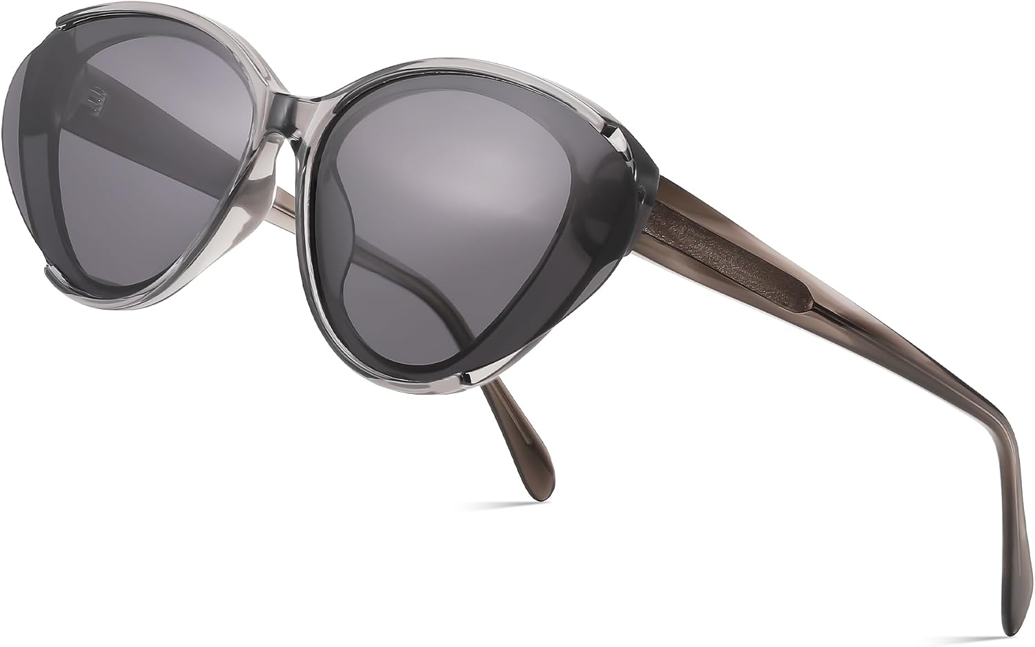 Grey Frame & Black Lens / 53mm Millimeters | B0D6YKG4QR | FEISEDY Retro Polarized Cat Eye Sunglasses Women Trendy Mirrored Classic Designer Sunglasses UV Protection B0197