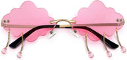 ÉÌƷͼƬ 32 | B09K7C4FB7 | FEISEDY Retro Dripping Cloud Shaped Tassel Sunglasses Rimless Women Funny Party Disco Eyewear B2834