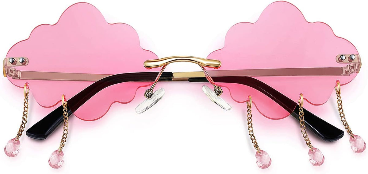 ÉÌƷͼƬ 32 | B09K7C4FB7 | FEISEDY Retro Dripping Cloud Shaped Tassel Sunglasses Rimless Women Funny Party Disco Eyewear B2834