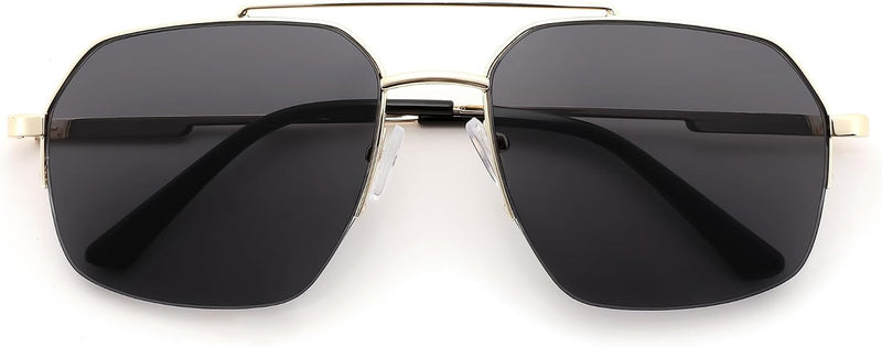 Black / 58 Millimeters | B0GL217MQY | FEISEDY Retro Aviator Sunglasses Men Women Trendy Semi-Rimless B0383
