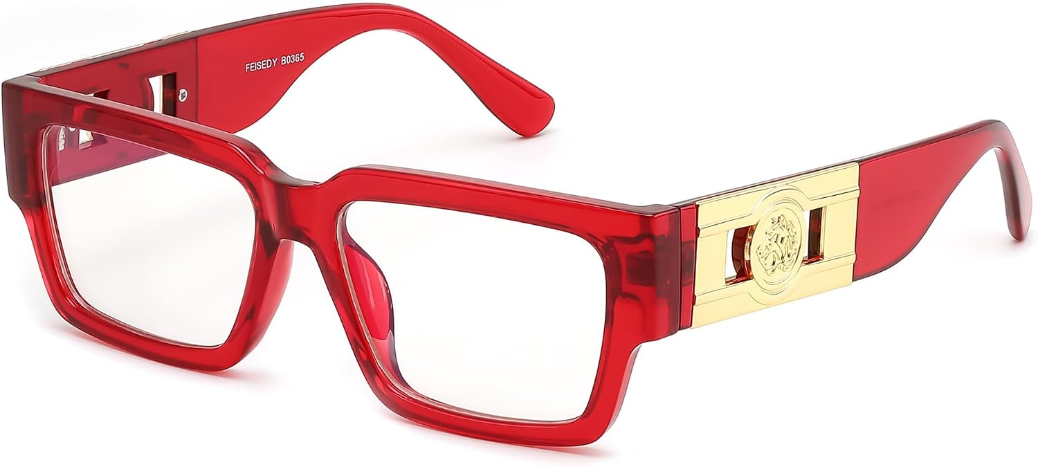 商品图片 30 | B0GQZ4LZK8 | FEISEDY Retro Trendy Rectangle Blue Light Glasses for Women Men B0365