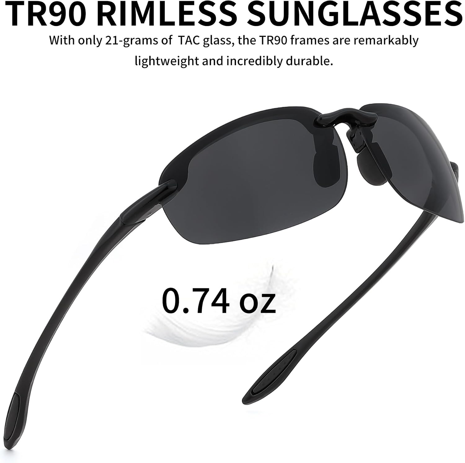 商品图片 4 | B0FY1FT8ZN | FEISEDY Sports Sunglasses for Men Women TR90 Rimless Frame for Running Fishing Driving B0349