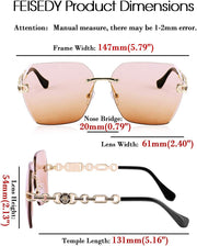 ÉÌƷͼƬ 59 | B083VRLS2Q | FEISEDY Classic Rimless Sunglasses Women Metal Frame Diamond Cutting Lens Sun Glasses B2567