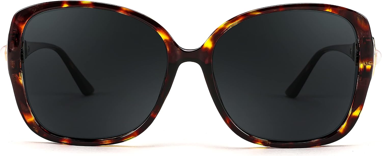 商品图片 50 | B0BJ71VZCB | FEISEDY Women's Fashion Sunglasses, Oversized Square Frame with Pearl Sparkling, Polarized UV Protection B2821
