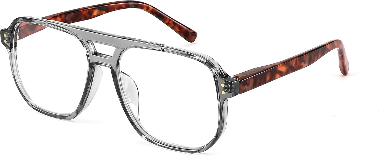 Transparent Grey Frame / 2.0 x | B0CHJSR7WW | FEISEDY Retro Aviator Reading Glasses Women Men Blue Light Blocking Reader Plastic Lightweight Frame B0071