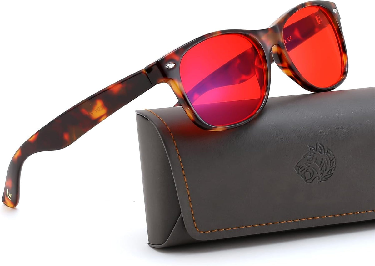 Tortoise-red Lens / Red Lens | B0GK2KNZG7 | FEISEDY Orange/Red Classic Blue Light Blocking Glasses for Women Men B0339
