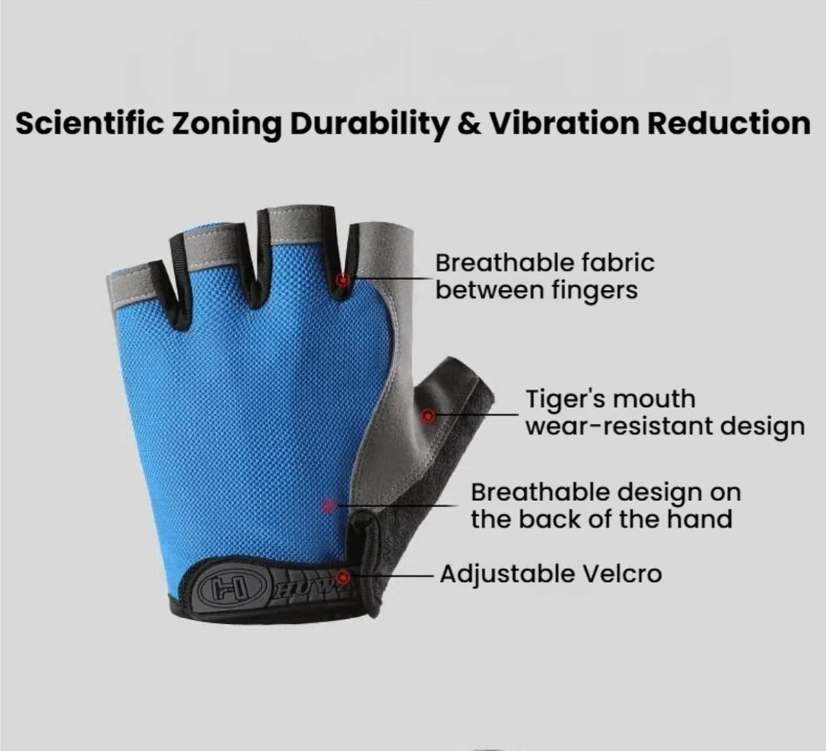 商品图片 2 | B0GZ43HHMY | Half Finger Cycling Gloves for Men Women, Breathable Anti-Slip Gel Palm Workout Gloves for Gym, Biking, Weight Lifting
