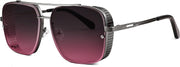Gun Grey Frame Gradient Red / 55 Millimeters | B0BS19DTY8 | FEISEDY Sunglasses Mens Women Vintage Pilot Square Trendy Metal Steampunk Fishing Driving Sun Glasses B2894