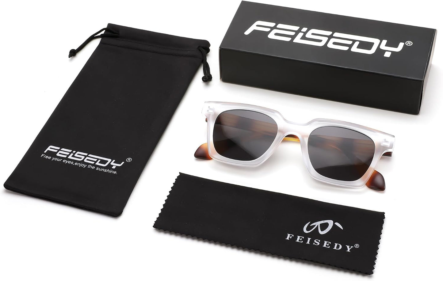 商品图片 35 | B0D7CC769X | FEISEDY Retro Square Sunglasses Women Men Trendy Rectangle Thick Frame Shades Classic Designer Sun Glasses B0198