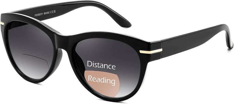 Black / Cat Eye / 2.0 x | B0HDS6RPVN | FEISEDY Bifocal Sunglasses Reader Women Stylish Cat Eye Sun Readers B0392