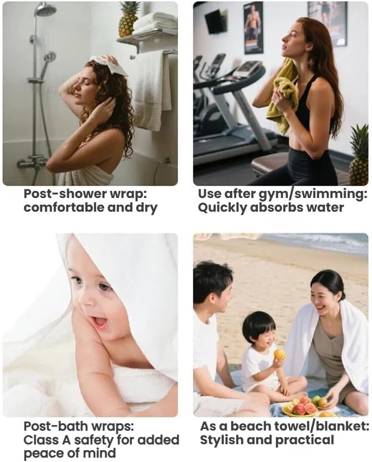 商品图片 7 | B0GDWM1LGX | Soft & Absorbent Bath Towels for Bathroom, Large 55x27.5 Inch Cloud Velvet Border Bath Towel, Ideal for Home Use