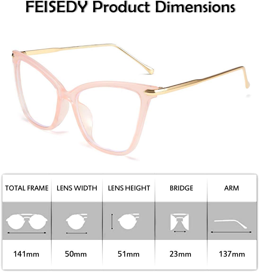 ÉÌƷͼƬ 28 | B085VSD2L3 | FEISEDY Oversized Cat Eye Glasses Frame Blue Light Blocking Eyewear for Women B2589