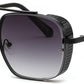 Glossy Black-gradual Grey / 55 Millimeters | B0GQXTR2LG | FEISEDY Sunglasses Mens Women Vintage Pilot Square Trendy Metal Steampunk Fishing Driving Sun Glasses B2894