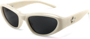 Off White Frame Grey Lens / 51 Millimeters | B0CBTDRVM4 | FEISEDY Y2K Wrap Around Fashion Sunglasses for Women Men Trendy Futuristic 2000s Accessories Oval Sunglasses B1088
