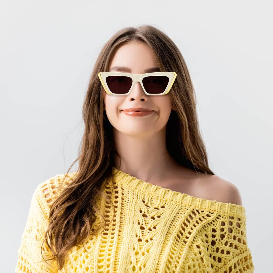 ÉÌƷͼƬ 17 | B0BFJ162P8 | FEISEDY Retro Sunglasses for Women Men Vintage Cat Eye Fashion Metal Square 70s Frame Classic UV Protection Sun Glasses B2966