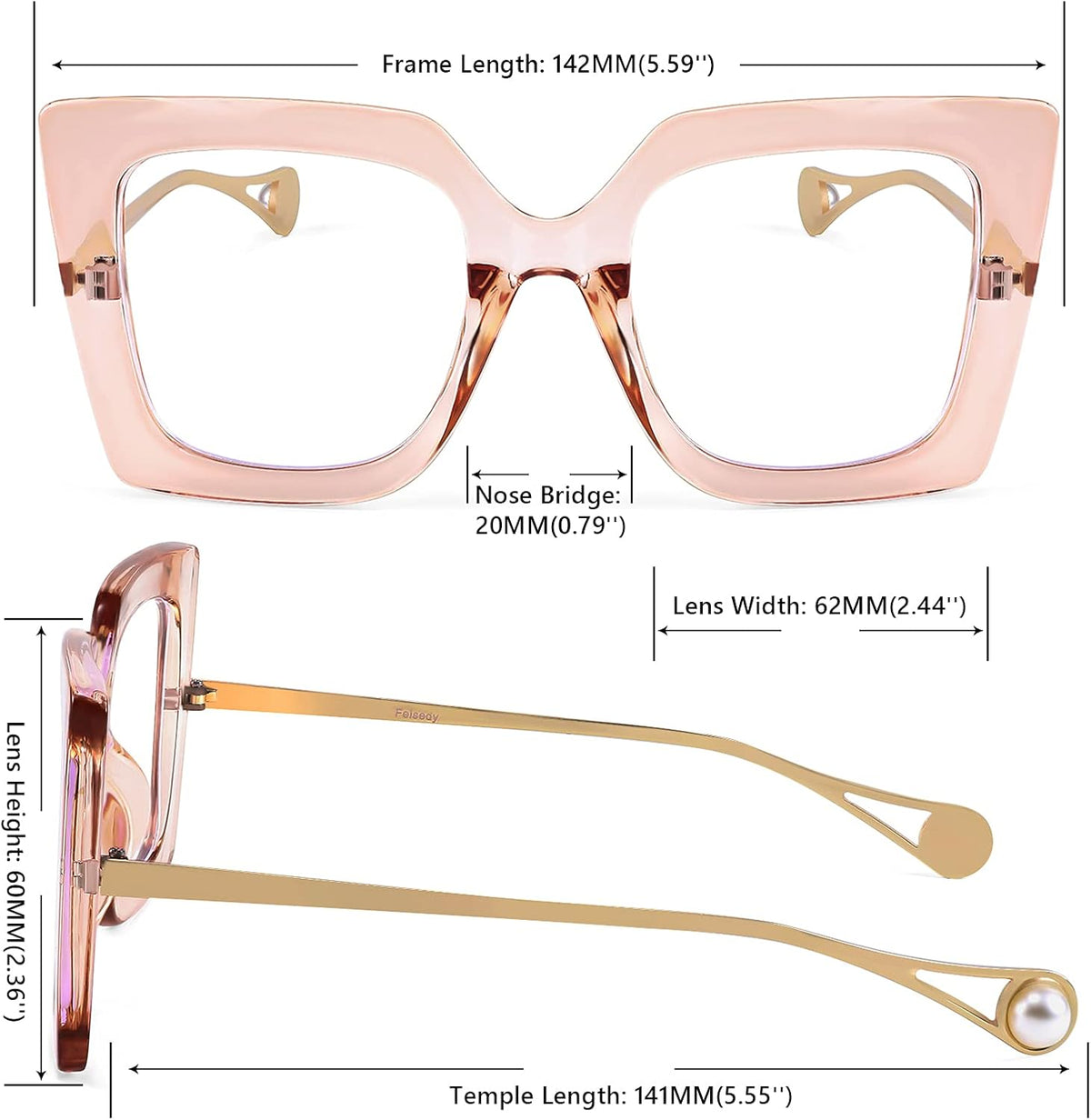 ÉÌƷͼƬ 47 | B08DF5QRXC | FEISEDY Oversized Square Blue Light Blocking Glasses Eye Strain Glare Pearl Inlay Arm Cat Eye Fashion Eyewear B2639