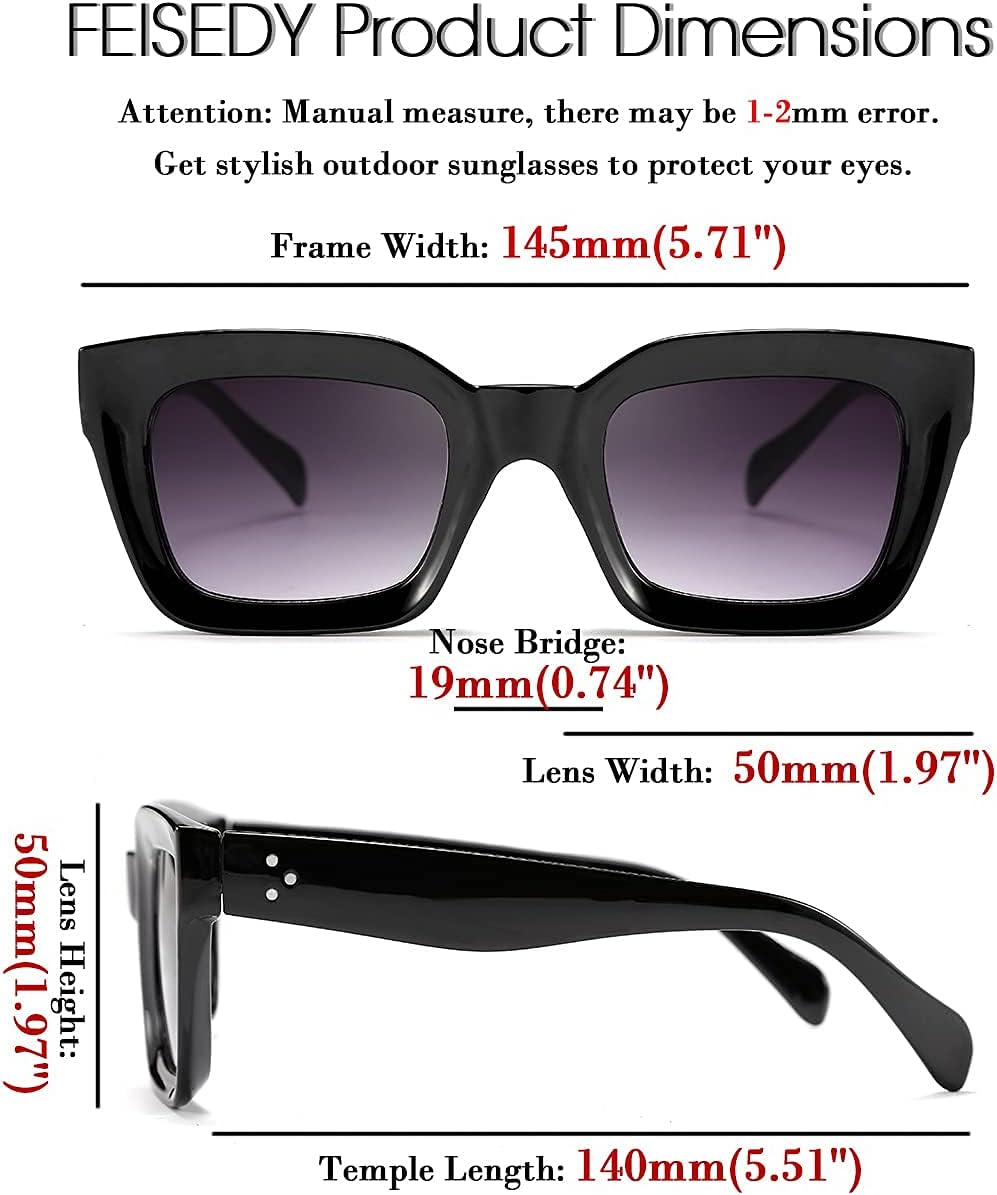ÉÌƷͼƬ 23 | B07MNGNLNT | FEISEDY Classic Women Sunglasses Fashion Thick Square Sun Glasses B2471