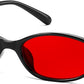 Black/Red / 54 Millimeters | B0FQ5SV3CV | FEISEDY Retro Oval Cat Eye Sunglasses for Women 90s Narrow Lightweight Shades Y2k Trendy Sunnies B0257