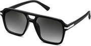 Black Frame & Gradient Grey Lens / 53 Millimeters | B0H1W78PMP | FEISEDY Retro Square Aviator Sunglasses Women Men 70s Trendy B0434