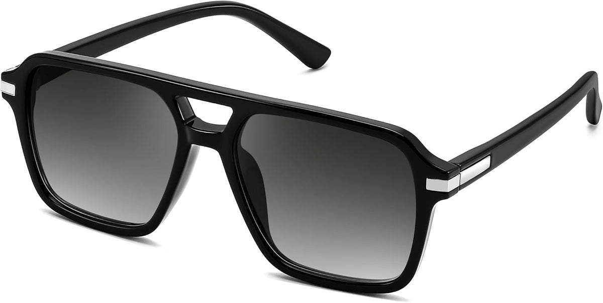 Black Frame & Gradient Grey Lens / 53 Millimeters | B0H1W78PMP | FEISEDY Retro Square Aviator Sunglasses Women Men 70s Trendy B0434