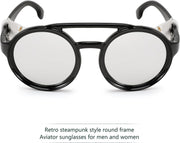 ÉÌƷͼƬ 15 | B09WN3J4YZ | FEISEDY Retro Round Steampunk Sunglasses Women Men Leatherwear B2532