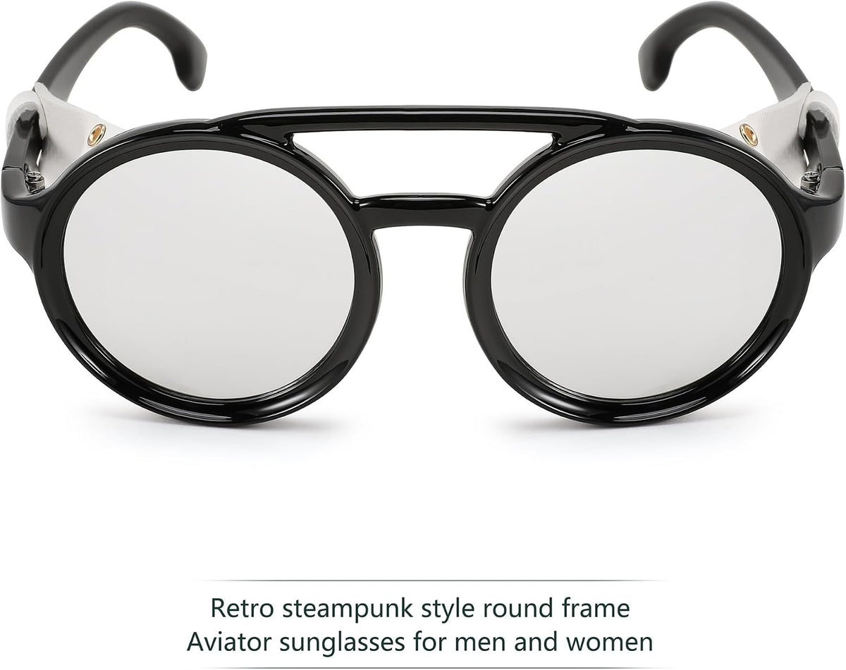 ÉÌƷͼƬ 15 | B09WN3J4YZ | FEISEDY Retro Round Steampunk Sunglasses Women Men Leatherwear B2532