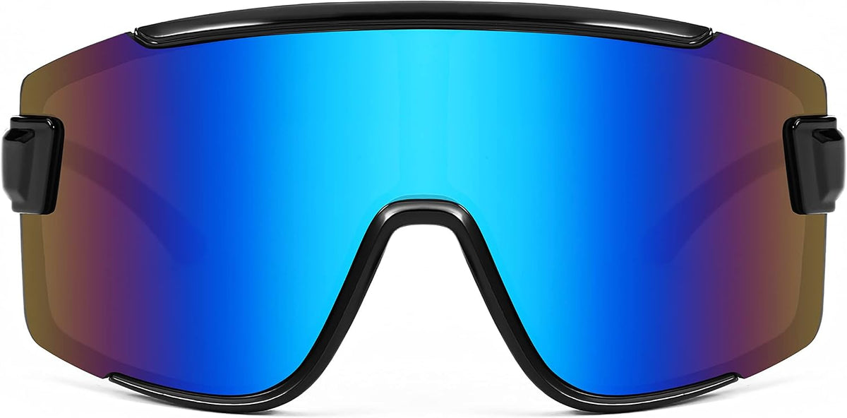 001 Black Frame/Blue Mirrored Lens / 168 Millimeters | B0B45FKD3L | FEISEDY Cycling Glasses Men Women Sport Sunglasses 80s ski Goggles Driving Fishing Biking Sunglasses UV Protection B2944