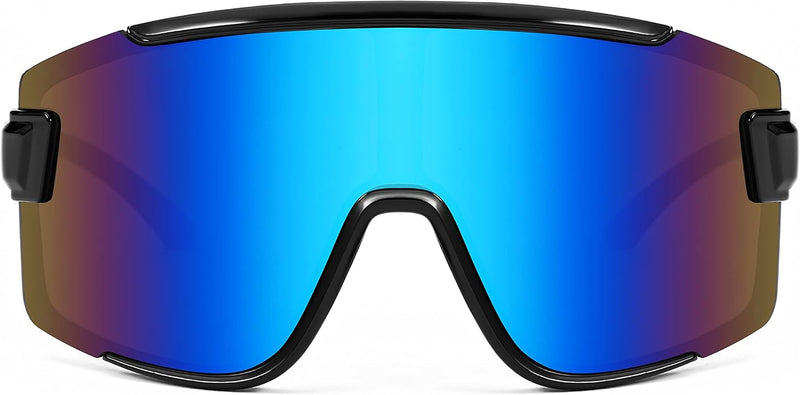 001 Black Frame/Blue Mirrored Lens / 168 Millimeters | B0B45FKD3L | FEISEDY Cycling Glasses Men Women Sport Sunglasses 80s ski Goggles Driving Fishing Biking Sunglasses UV Protection B2944