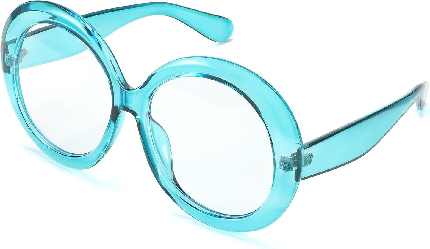 002 - Blue / 62 Millimeters | B0CQ26YHCZ | FEISEDY Oversized Blue Light Blocking Glasses Women Men Retro Big Round Frame Eyewear Clear Lens Computer Glasses B2997