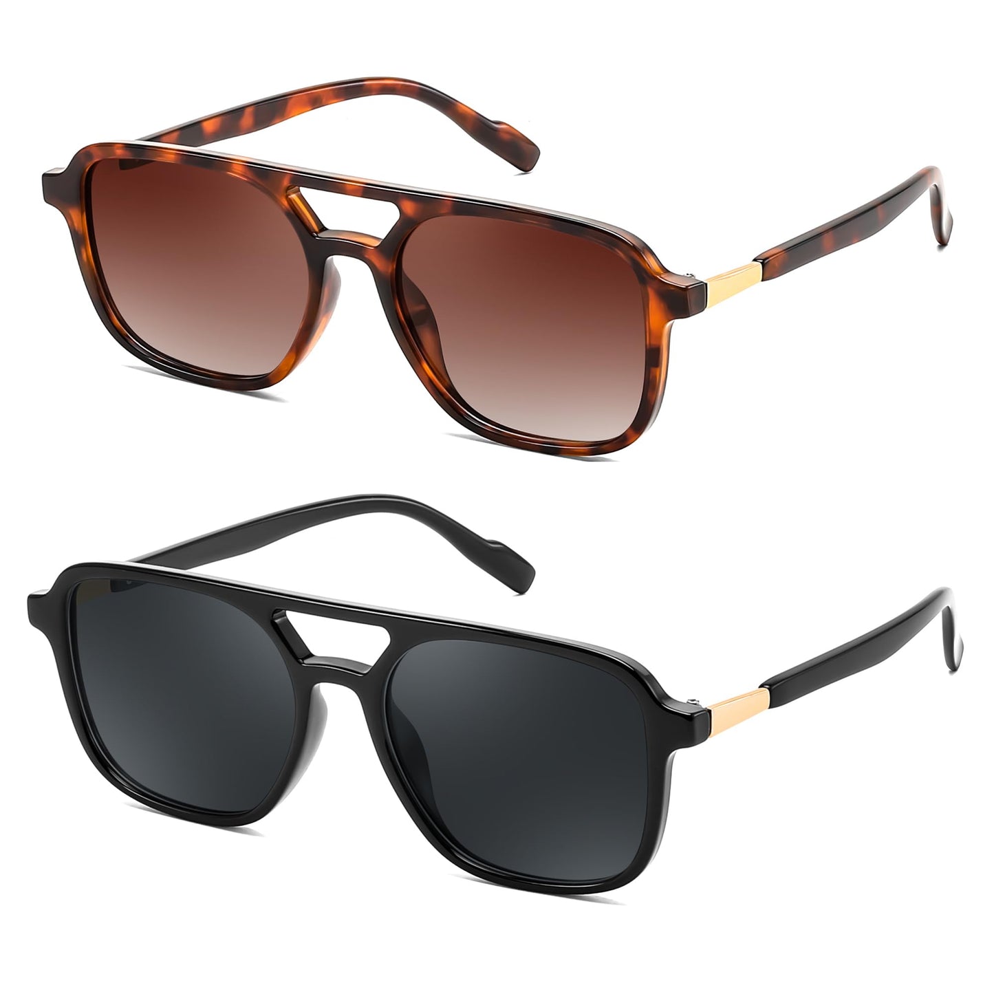 FEISEDY Polarized Pilot Sunglasses for Women Men, Trendy Rectangle Womens Mens Sun Glasses