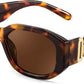 007 Leopard Frame/Brown Lens / 54 Millimeters | B0BZP47TBP | FEISEDY Retro Trendy Rectangle Sunglasses Women Men Narrow Shades B2322