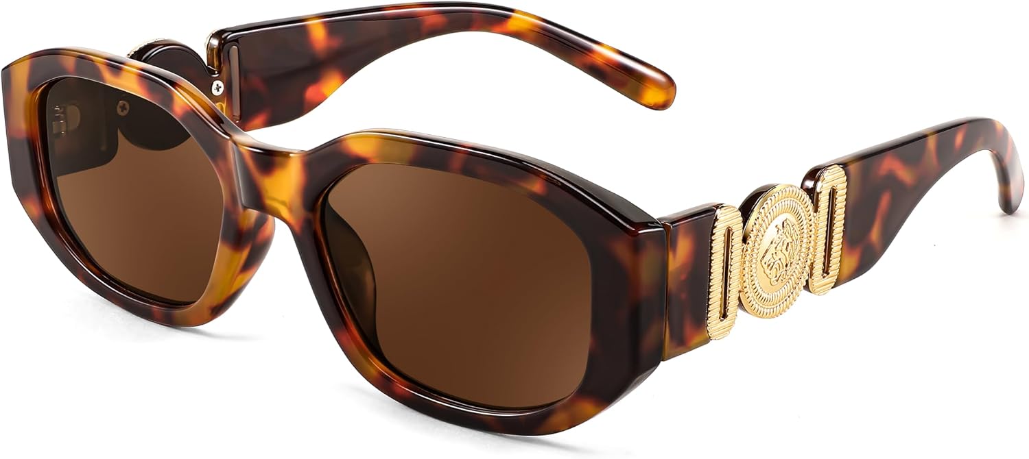 007 Leopard Frame/Brown Lens / 54 Millimeters | B0BZP47TBP | FEISEDY Retro Trendy Rectangle Sunglasses Women Men Narrow Shades B2322
