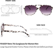 ÉÌƷͼƬ 146 | B0CB543WBD | FEISEDY Vintage Retro 70s Plastic Aviator Sunglasses Women Men Classic Large Squared Frame B2751