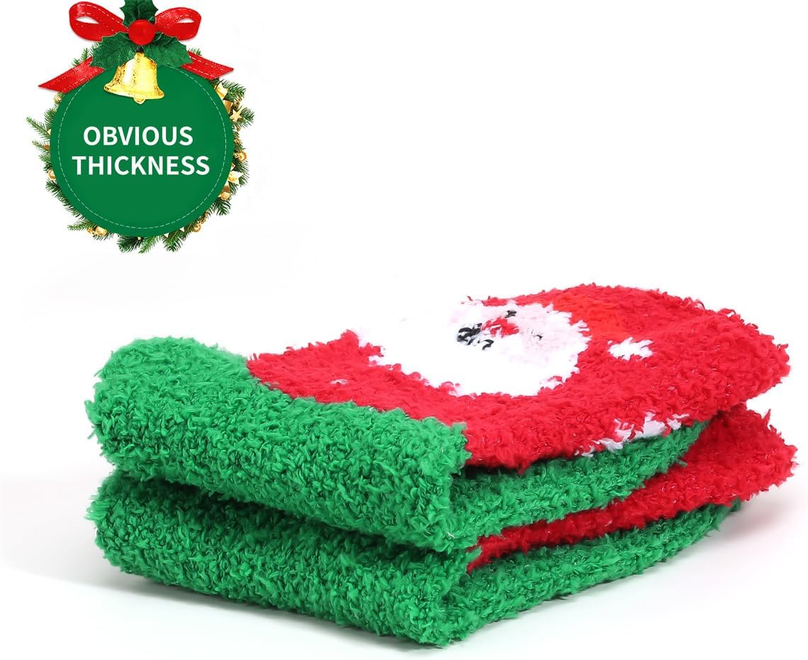 商品图片 4 | B0FQJH8VZV | Christmas Socks for Women - Holiday Socks Cozy Fleece Winter Socks Super Thick Warm Mid-Crew (Size 5.5-10) Fun Festive Style