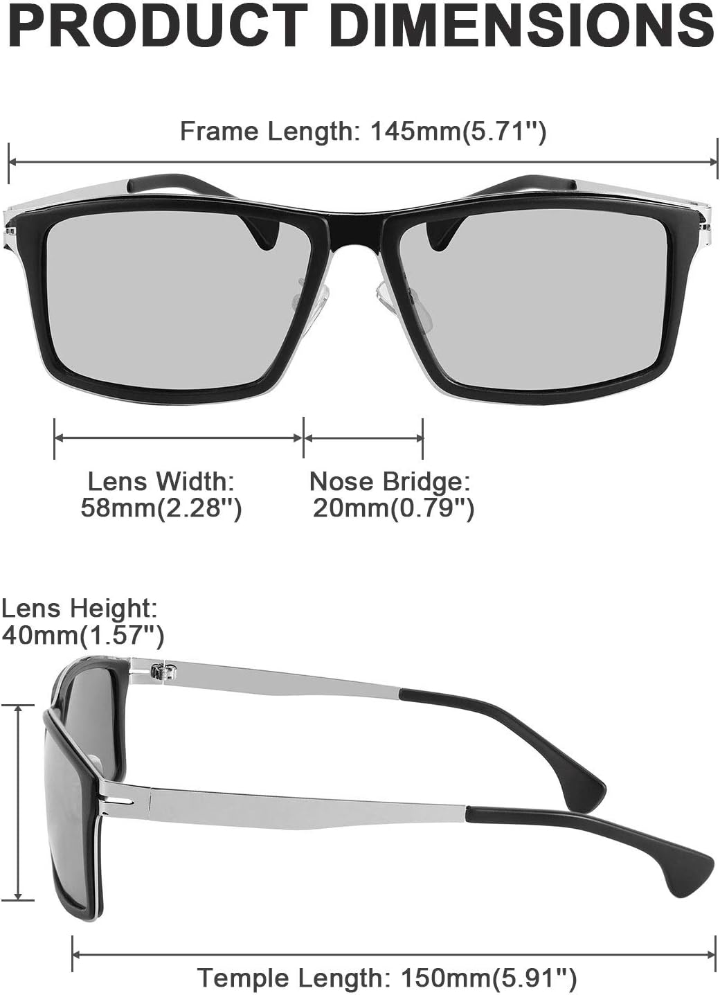 ÉÌƷͼƬ 12 | B08NWWZK7V | FEISEDY Polarized Sunglasses Rectangular Metal Ultra Lightweight Men's Sunglasses B2704