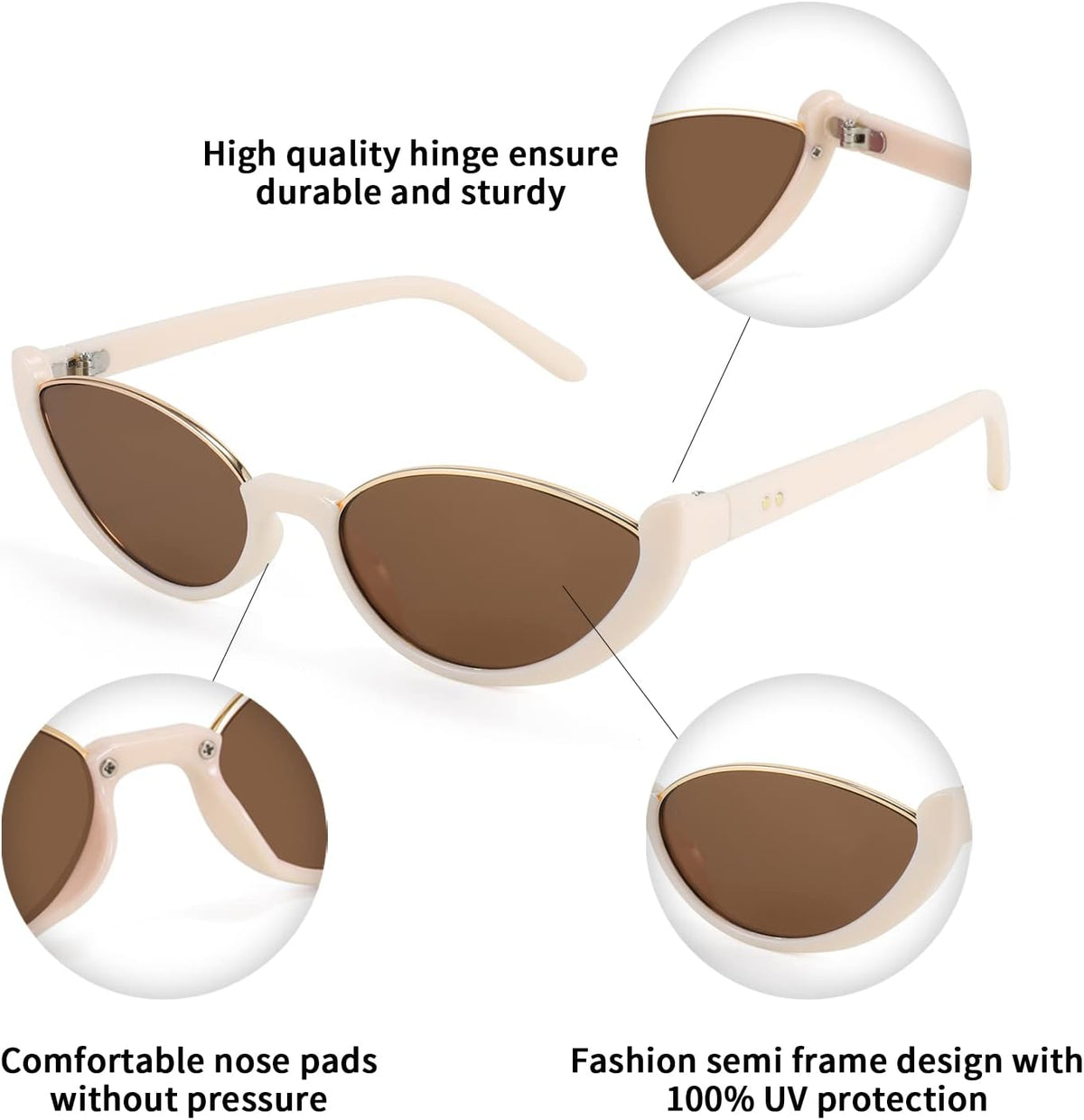 ÉÌƷͼƬ 5 | B09P86RSS8 | FEISEDY Fashion Small Cat Eye Sunglasses for Women Retro Trendy Cool Sun Glasses B2864