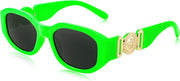 Fluorescent Green Frame/Gray Lens / 54 Millimeters | B0C9939T1B | FEISEDY Retro Trendy Rectangle Sunglasses Women Men Narrow Shades B2322