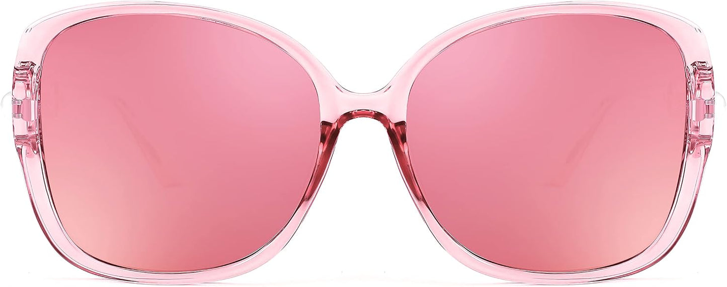 商品图片 32 | B0BJ71VZCB | FEISEDY Women's Fashion Sunglasses, Oversized Square Frame with Pearl Sparkling, Polarized UV Protection B2821