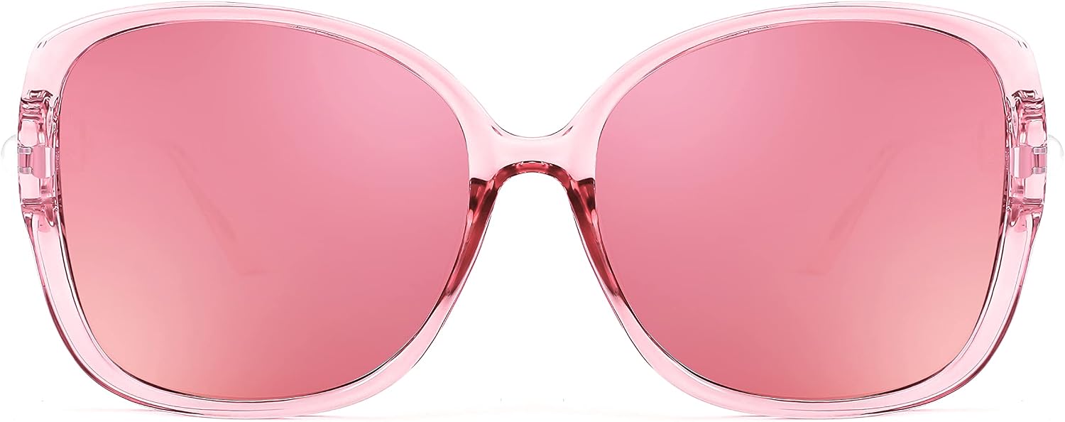 商品图片 32 | B0BJ71VZCB | FEISEDY Women's Fashion Sunglasses, Oversized Square Frame with Pearl Sparkling, Polarized UV Protection B2821