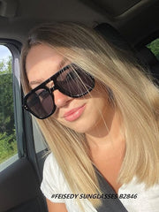 ÉÌƷͼƬ 3 | B09KV1MSHN | FEISEDY Aviator Sunglasses For Women Men Square Chunky Trendy Eyewear B2846