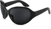 Black Frame Gray Lens / 72 Millimeters | B0BYX8TX2K | FEISEDY Bug Eye Y2K Oversized Sunglasses Women Men Oval Frame B2391