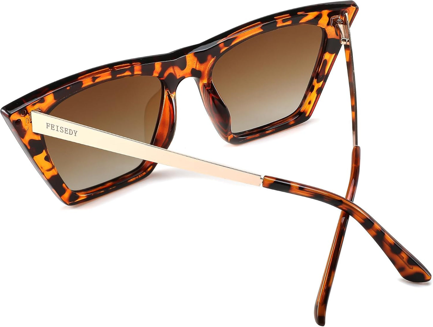 商品图片 3 | B0BY2ML713 | FEISEDY Vintage Square Polarized Cat Eye Sunglasses for Women Men Trendy Fashion Sunnies B2382