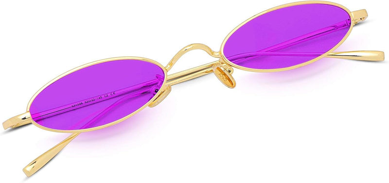 Default Title | B07B3PNDTX | FEISEDY Vintage Small Sunglasses Oval Slender Metal Frame Candy Colors B2277