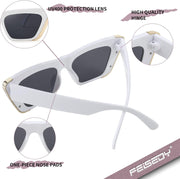 ÉÌƷͼƬ 6 | B0BFJ162P8 | FEISEDY Retro Sunglasses for Women Men Vintage Cat Eye Fashion Metal Square 70s Frame Classic UV Protection Sun Glasses B2966