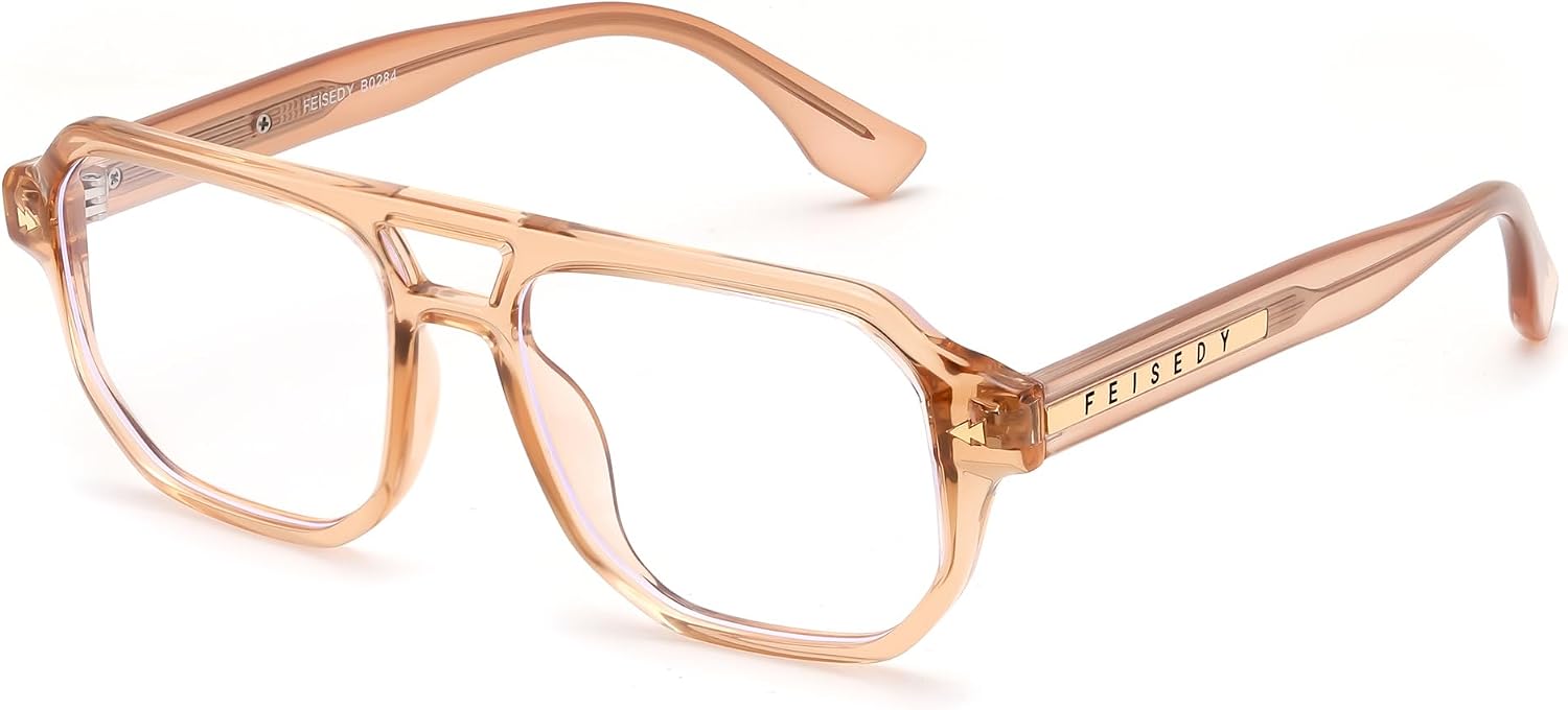 商品图片 17 | B0FHKFDMDZ | FEISEDY Aviator Blue Light Glasses for Men Women, Retro 70s Style Design TR90 Anti Glare Digital Eyestrain & Daily Wear B0284